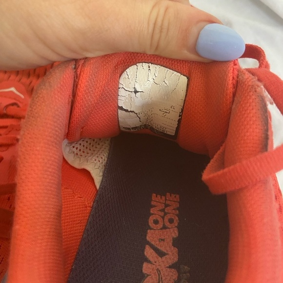 Hoka One One Clifton Lace-up Sneakers Red Fiesta Mesh US Size 8 - Picture 9 of 15